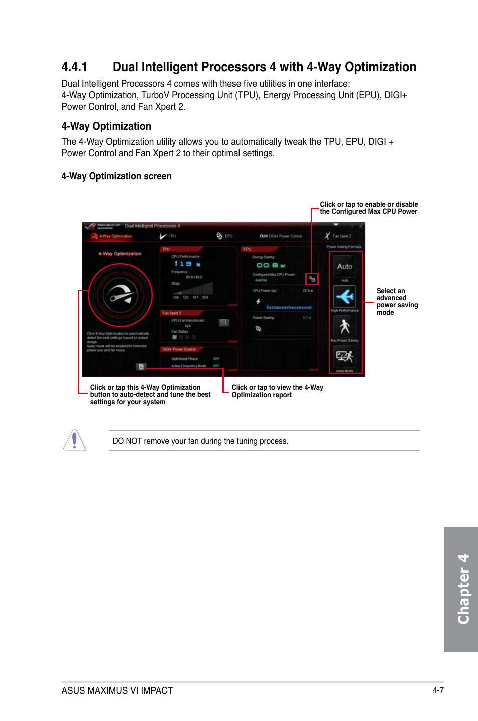 Chapter 4, Way optimization | Asus MAXIMUS VI IMPACT User Manual | Page 155 / 222