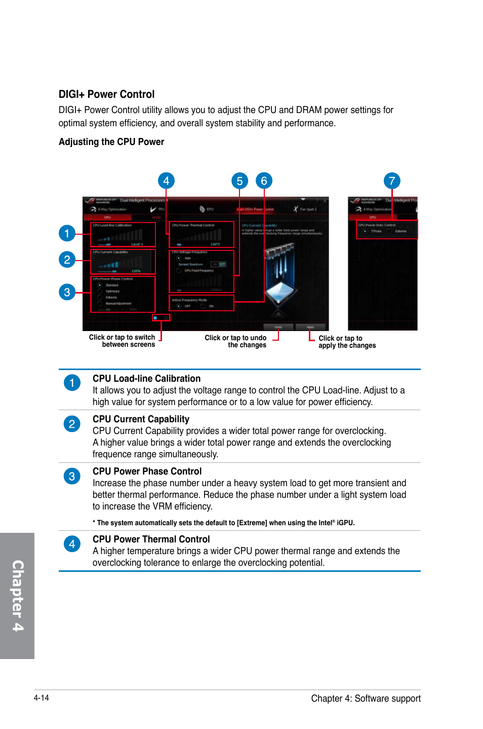 Chapter 4, Digi+ power control | Asus MAXIMUS VI IMPACT User Manual | Page 162 / 222