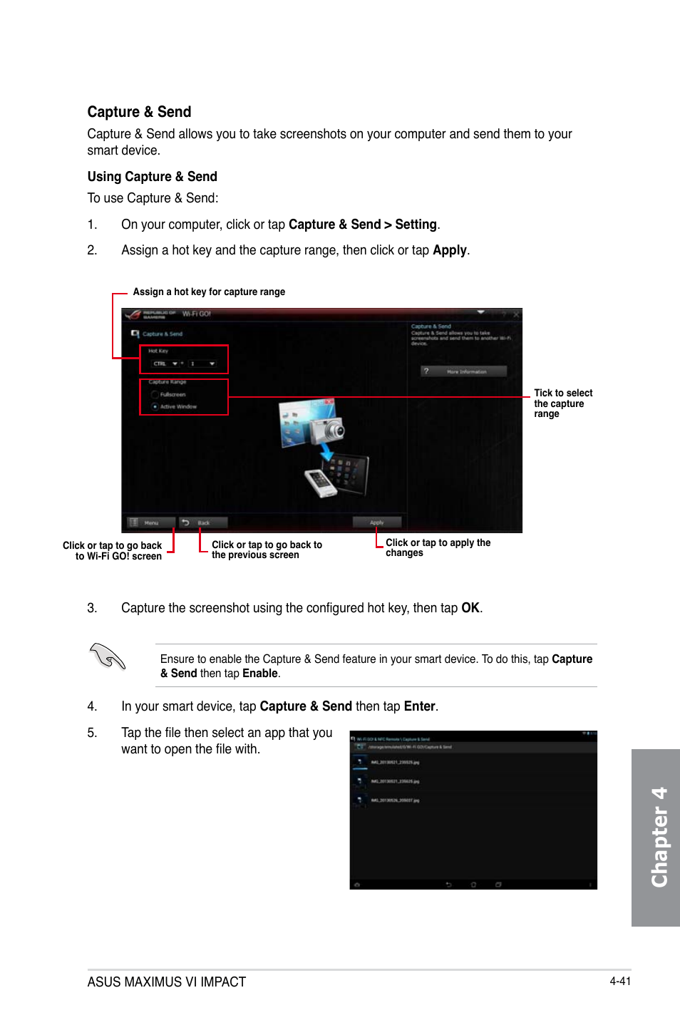 Chapter 4, Capture & send | Asus MAXIMUS VI IMPACT User Manual | Page 189 / 222