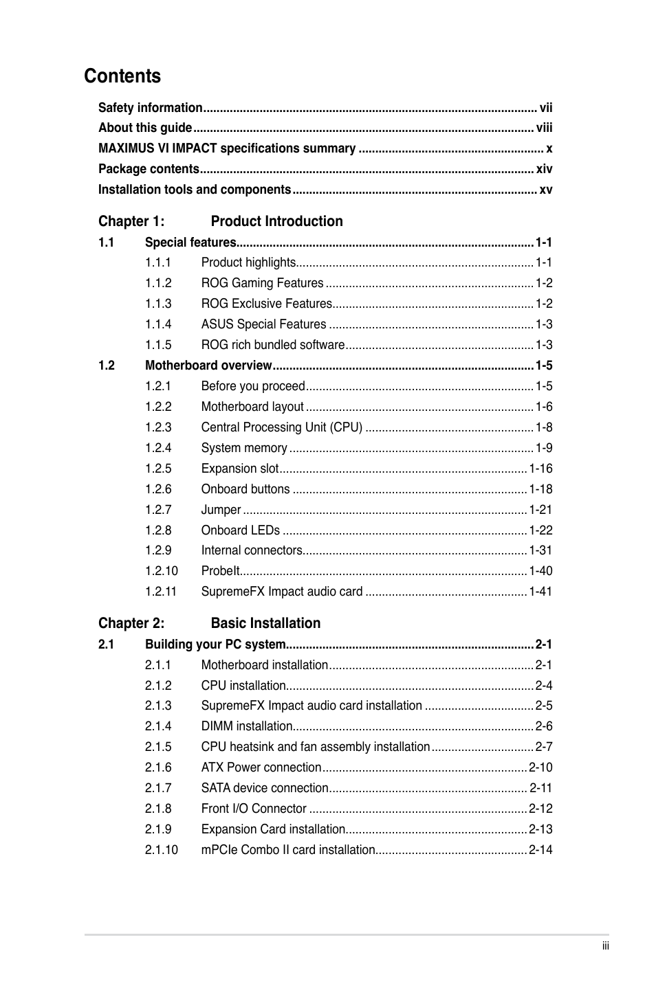Asus MAXIMUS VI IMPACT User Manual | Page 3 / 222