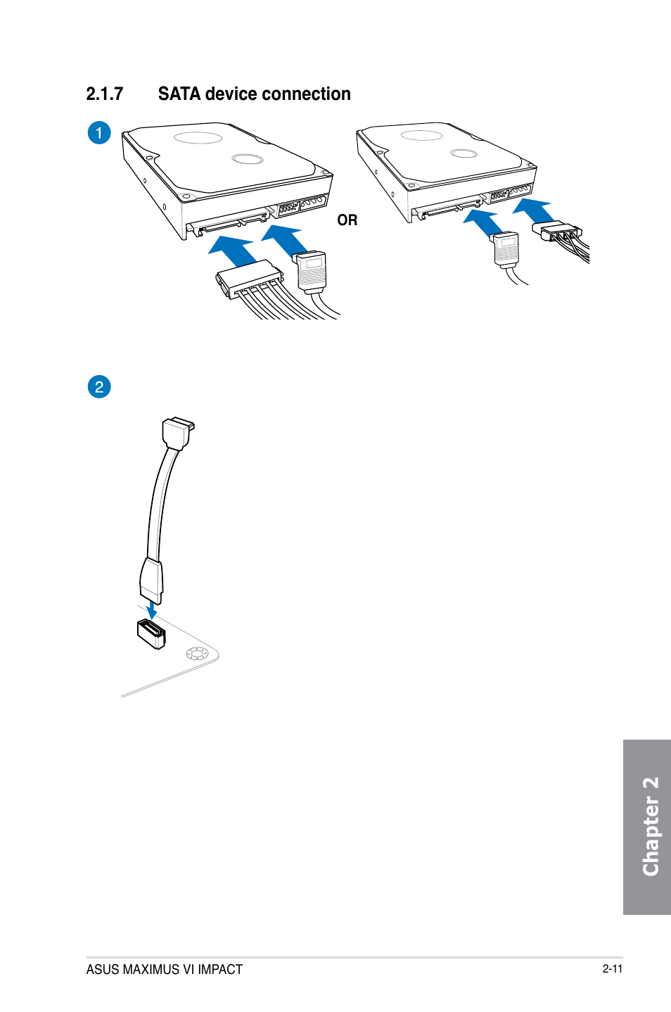 7 sata device connection, Sata device connection -11, Chapter 2 | Asus MAXIMUS VI IMPACT User Manual | Page 69 / 222