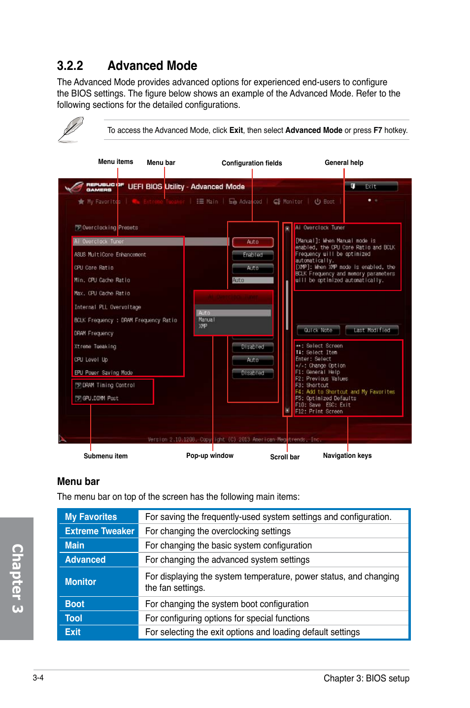 2 advanced mode, Advanced mode -4, Chapter 3 | Asus MAXIMUS VI IMPACT User Manual | Page 88 / 222