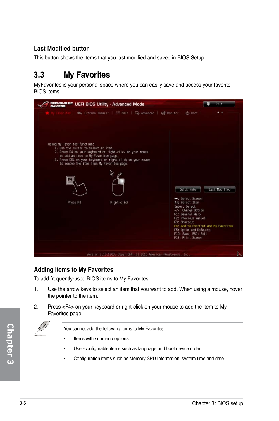 3 my favorites, My favorites -6, Chapter 3 3.3 my favorites | Asus MAXIMUS VI IMPACT User Manual | Page 90 / 222