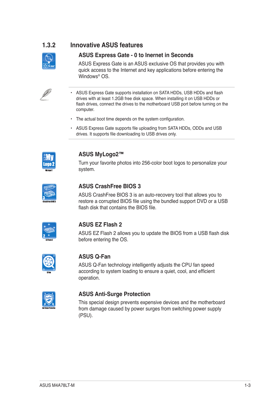 2 innovative asus features, Innovative asus features -3 | Asus M4A78LT-M User Manual | Page 13 / 64