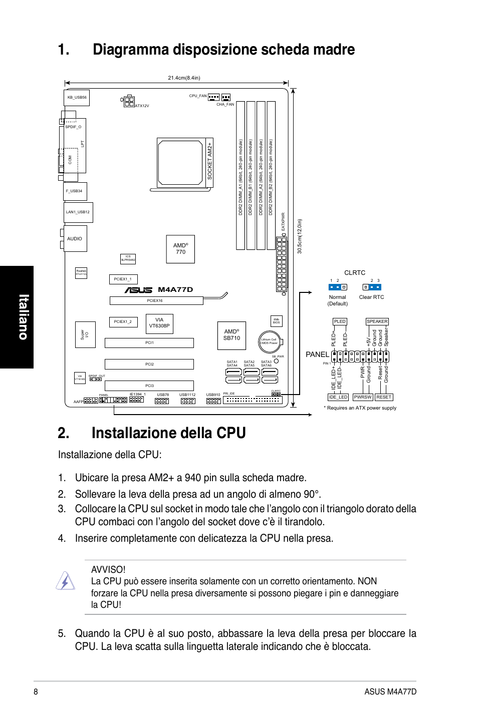 Asus m4a77d, Panel | Asus M4A77D User Manual | Page 8 / 42