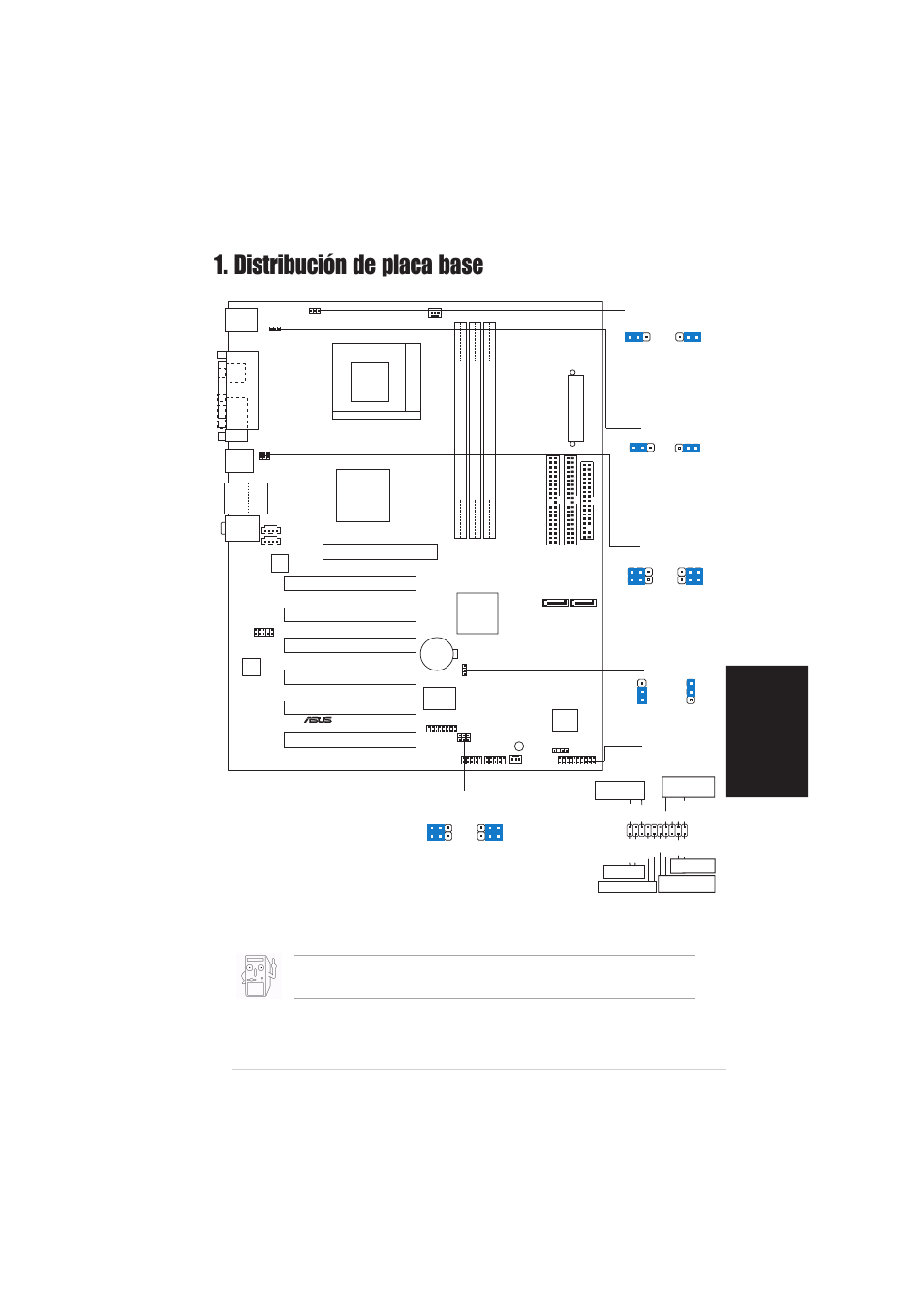 Distribución de placa base, Espa ñ ol, Placa base asus a7v600-x | Via kt600, Pci1, Chipset, Panel | Asus A7V600-X User Manual | Page 11 / 16