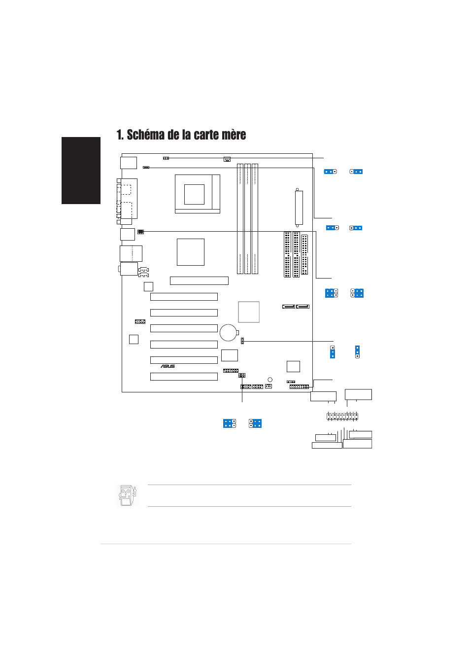 Schéma de la carte mère, Français, Carte mère asus a7v600-x | Via kt600, Pci1, Chipset, Panel | Asus A7V600-X User Manual | Page 2 / 16