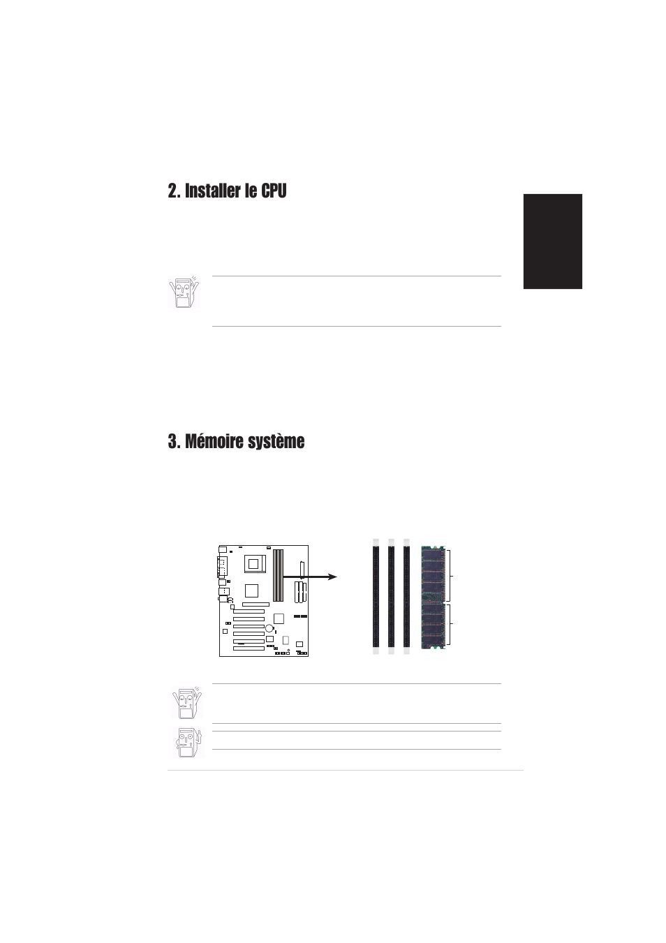 Mémoire système, Installer le cpu | Asus A7V600-X User Manual | Page 3 / 16