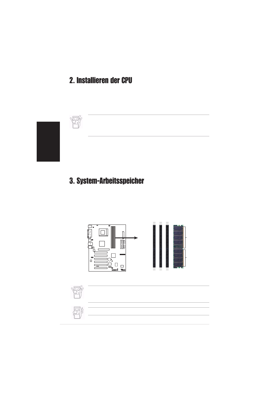 System-arbeitsspeicher, Installieren der cpu | Asus A7V600-X User Manual | Page 6 / 16