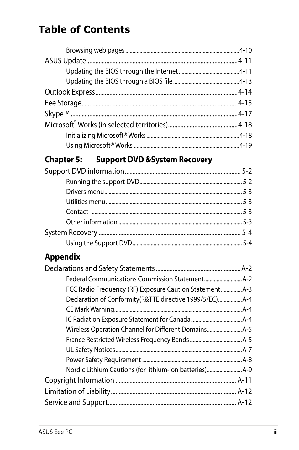 Asus Eee PC 900HD/XP User Manual | Page 3 / 80