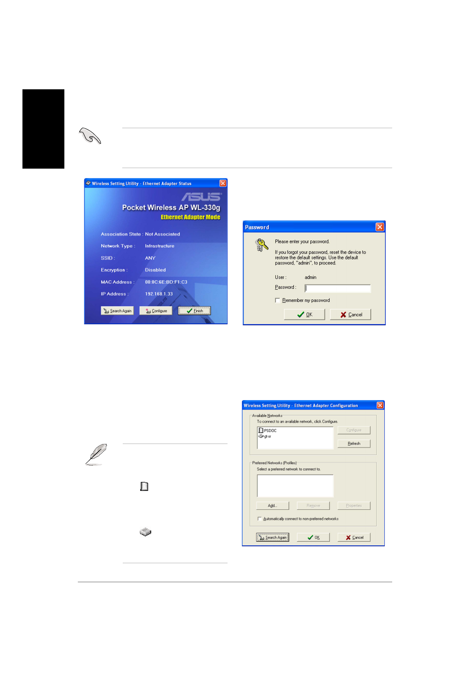 Setting up your ethernet adapter | Asus WL-330g User Manual | Page 10 / 120