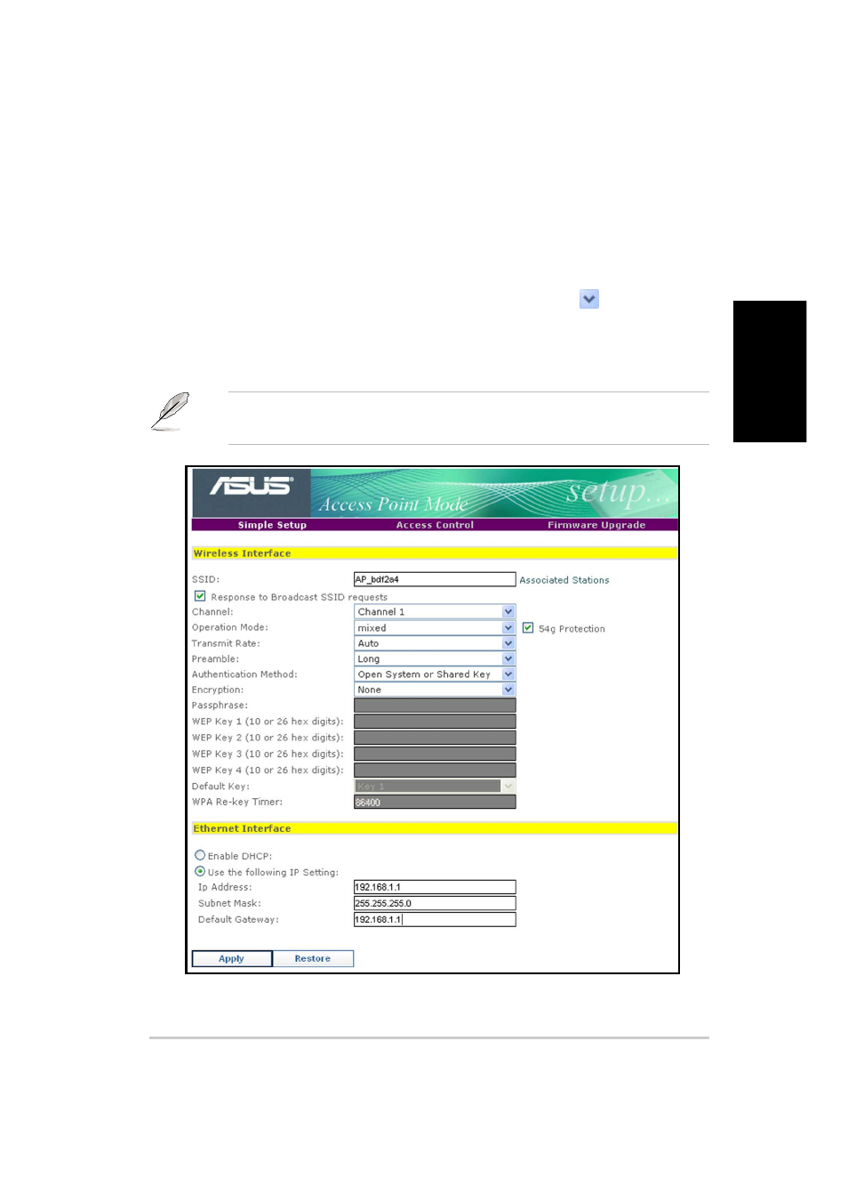 Modifier la configuration du point d’accès (ap) | Asus WL-330g User Manual | Page 33 / 120