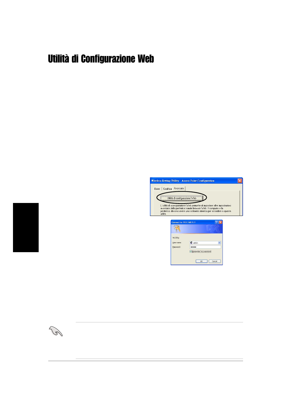 Utilità di configurazione web, Avvio dell’utilità di configurazione web | Asus WL-330g User Manual | Page 72 / 120