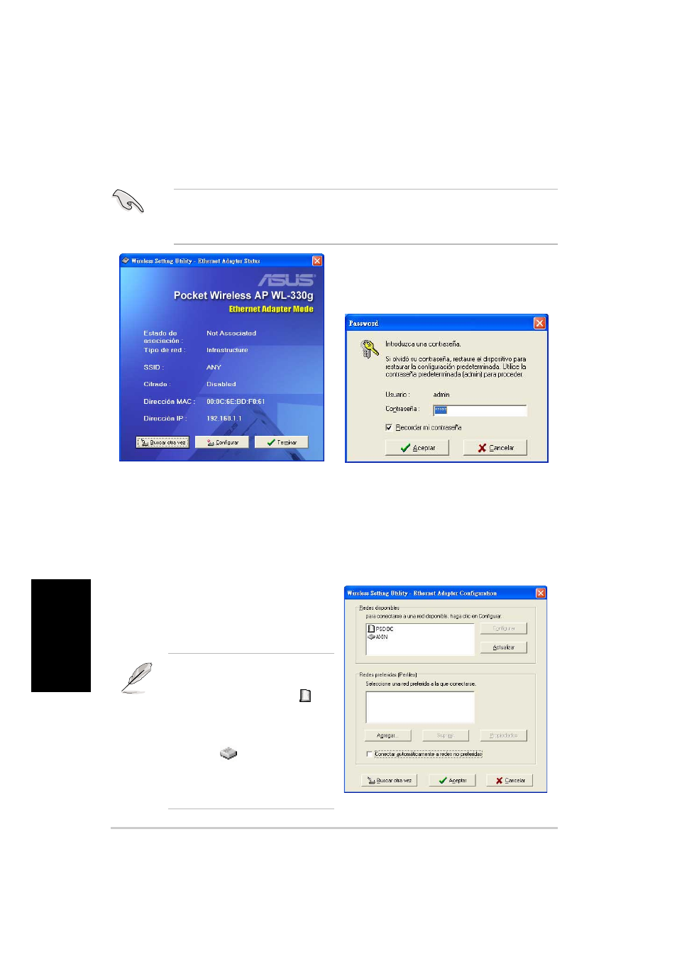 Configuración del adaptador ethernet | Asus WL-330g User Manual | Page 90 / 120
