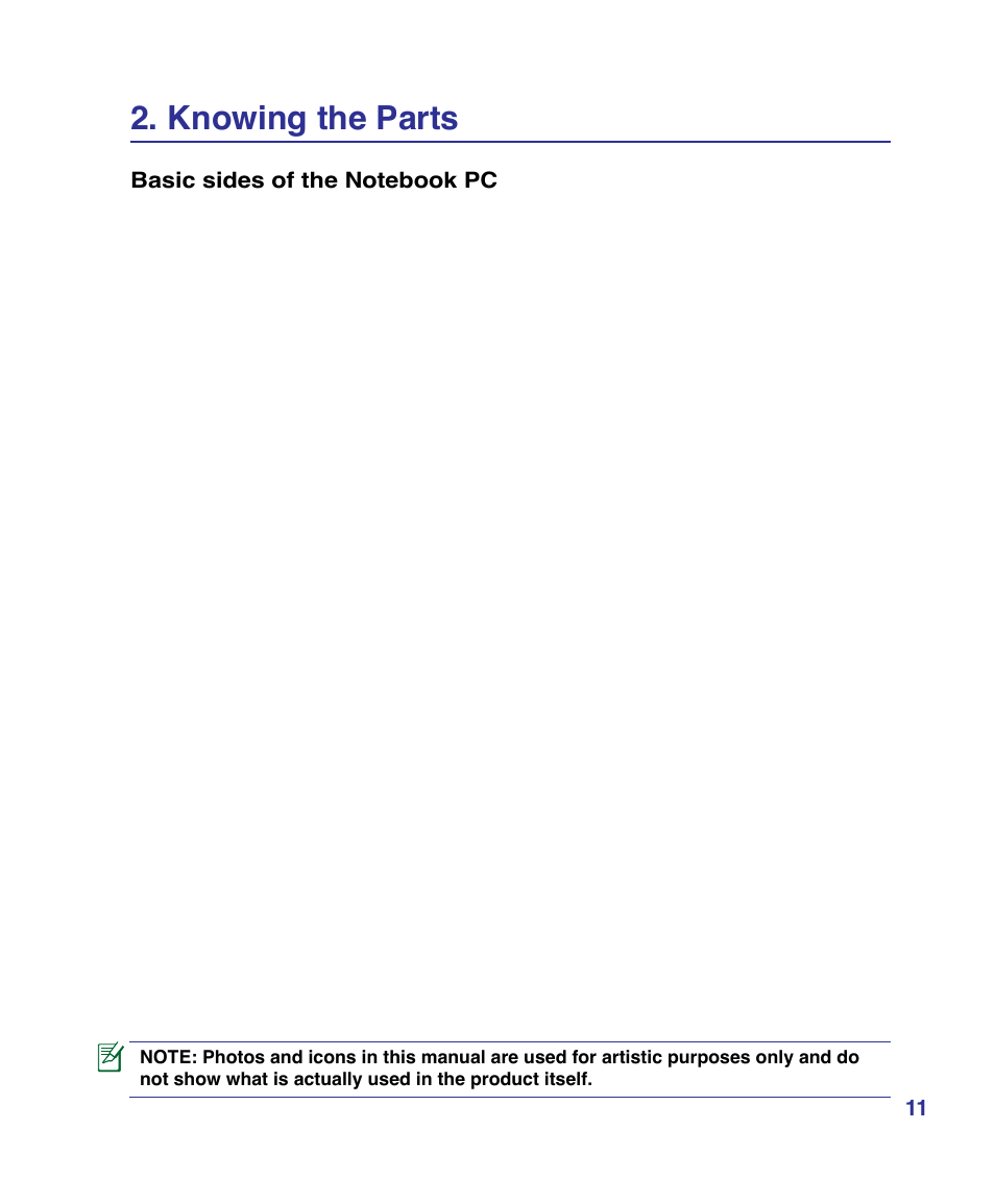 Knowing the parts | Asus VX3 User Manual | Page 11 / 89