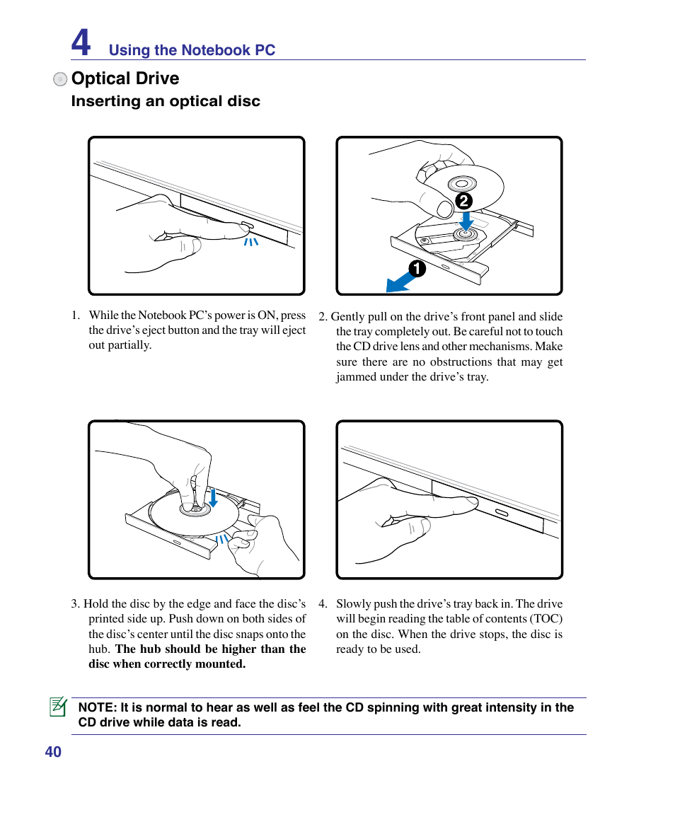 Optical drive | Asus VX3 User Manual | Page 40 / 89