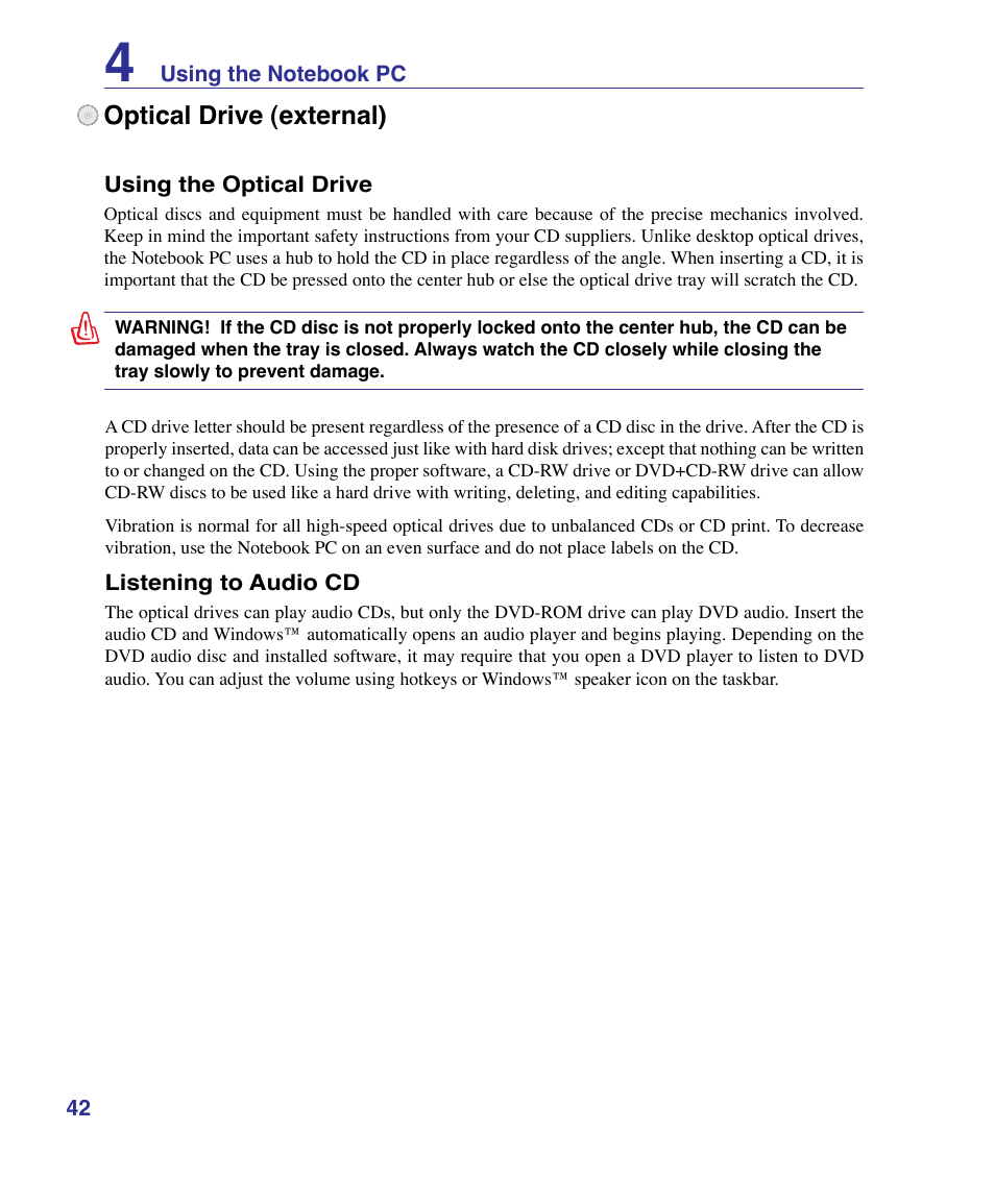 Optical drive (external) | Asus VX3 User Manual | Page 42 / 89