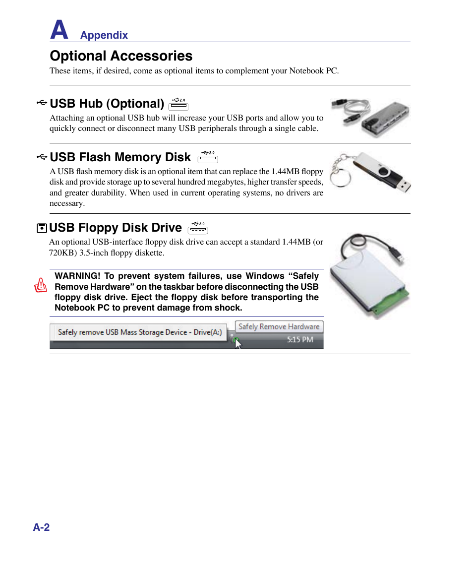 Optional accessories | Asus VX3 User Manual | Page 58 / 89