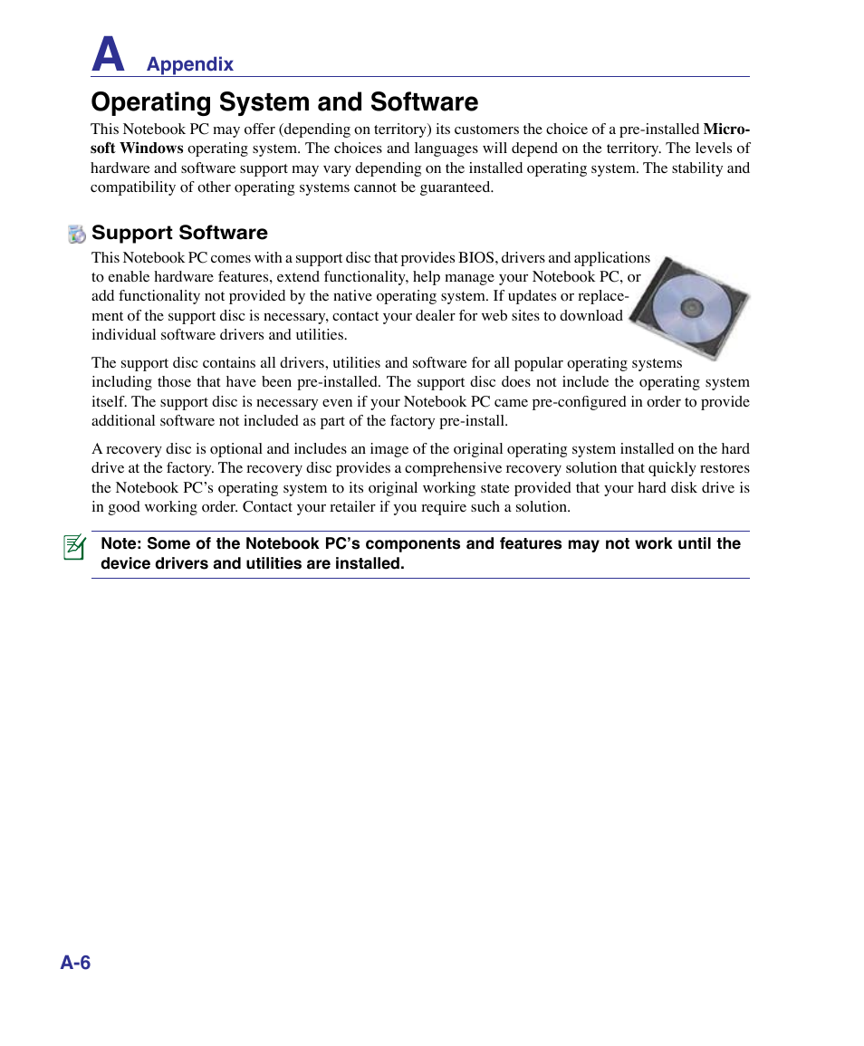 Operating system and software | Asus VX3 User Manual | Page 62 / 89