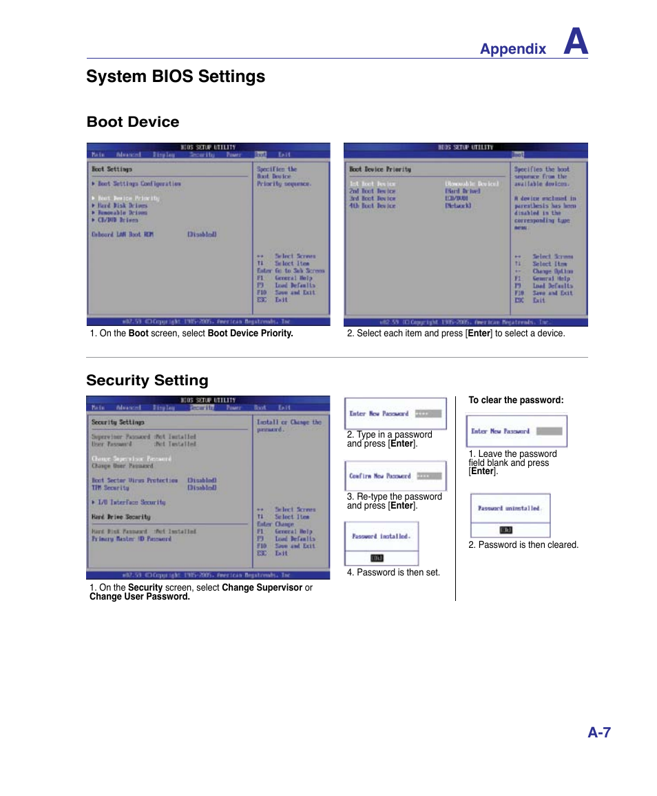 System bios settings | Asus VX3 User Manual | Page 63 / 89