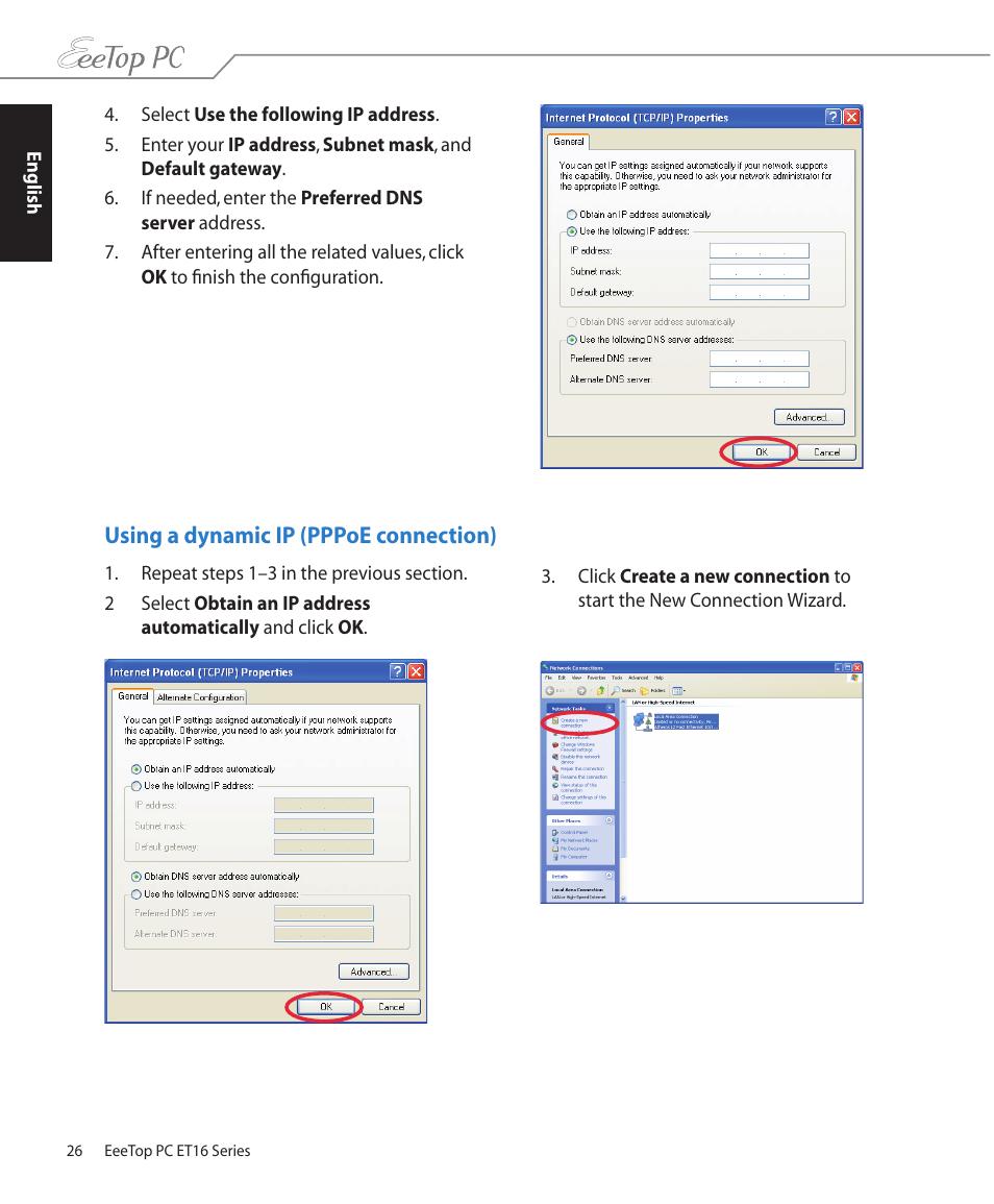 Using a dynamic ip (pppoe connection) | Asus ET1602C User Manual | Page 26 / 36