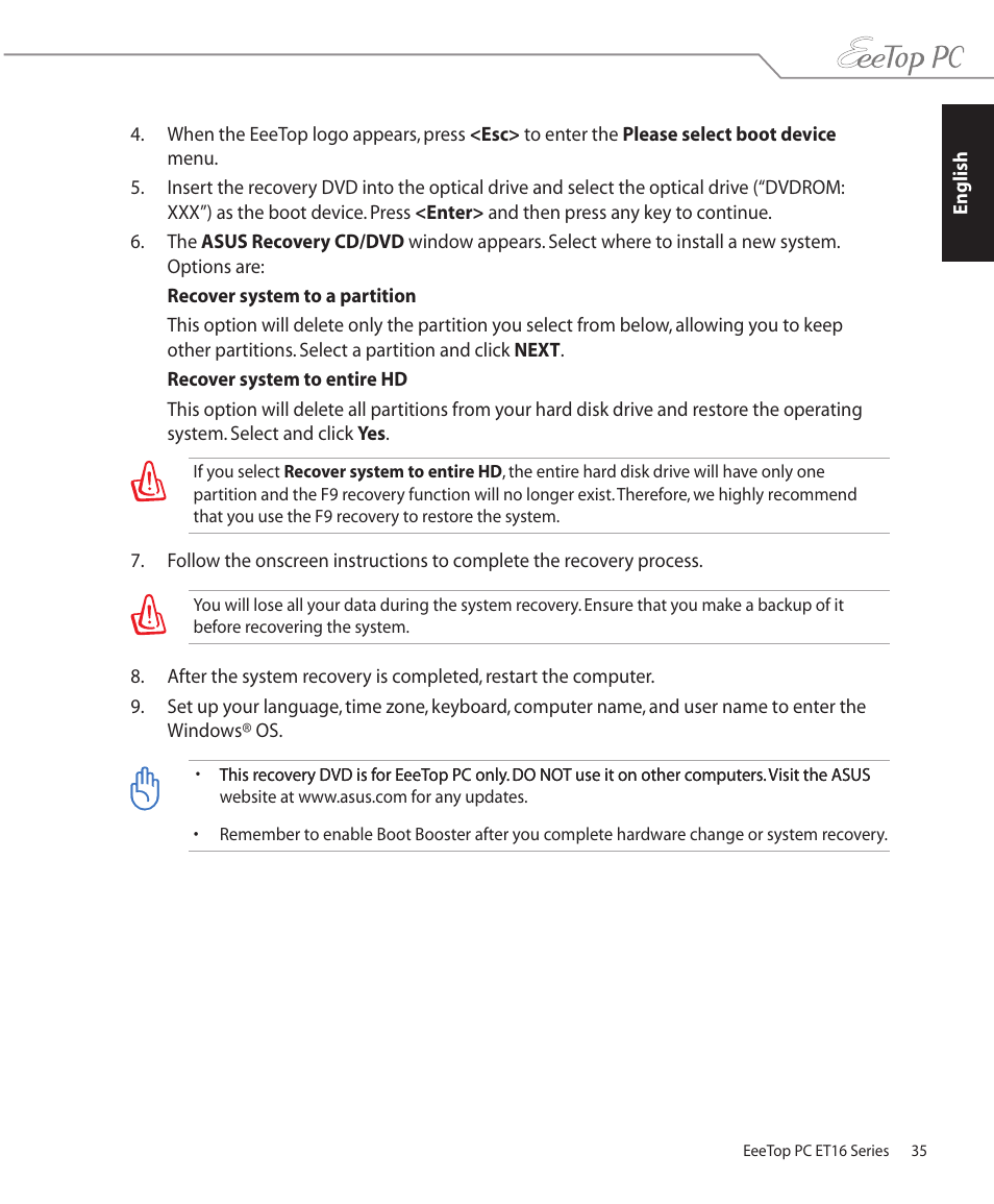 Asus ET1602C User Manual | Page 35 / 36