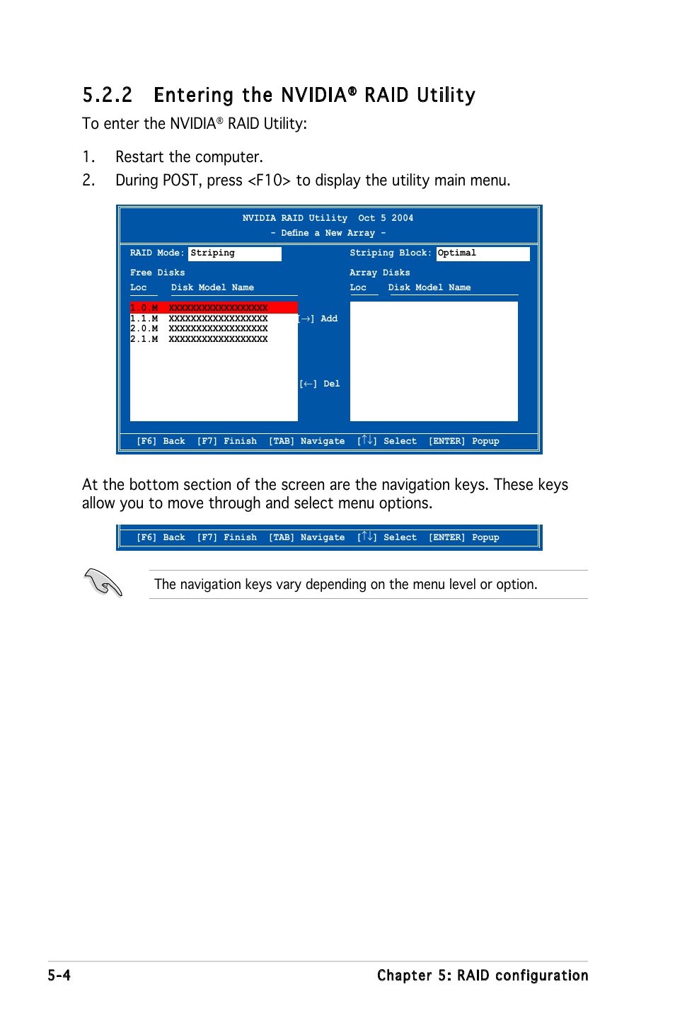 2 entering the nvidia, Raid utility | Asus KFN5-D SLI User Manual | Page 114 / 146