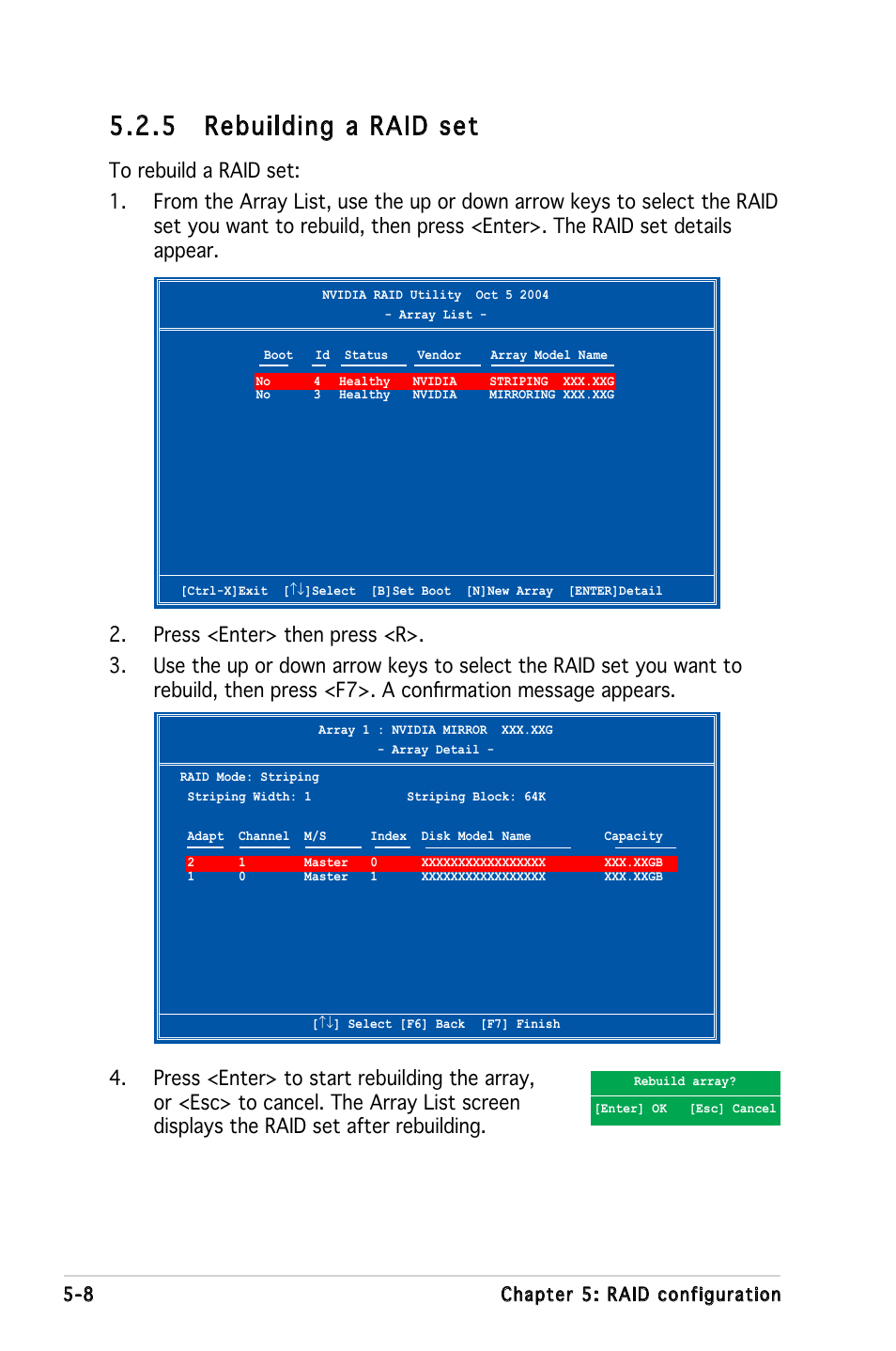 5 rebuilding a raid set | Asus KFN5-D SLI User Manual | Page 118 / 146