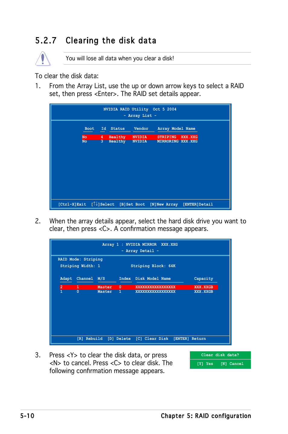 7 clearing the disk data | Asus KFN5-D SLI User Manual | Page 120 / 146