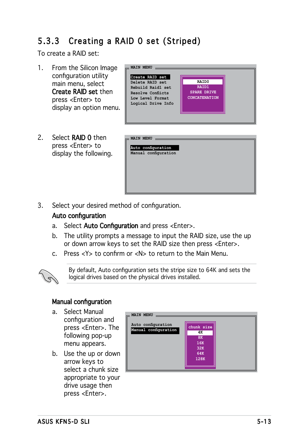 3 creating a raid 0 set (striped) | Asus KFN5-D SLI User Manual | Page 123 / 146