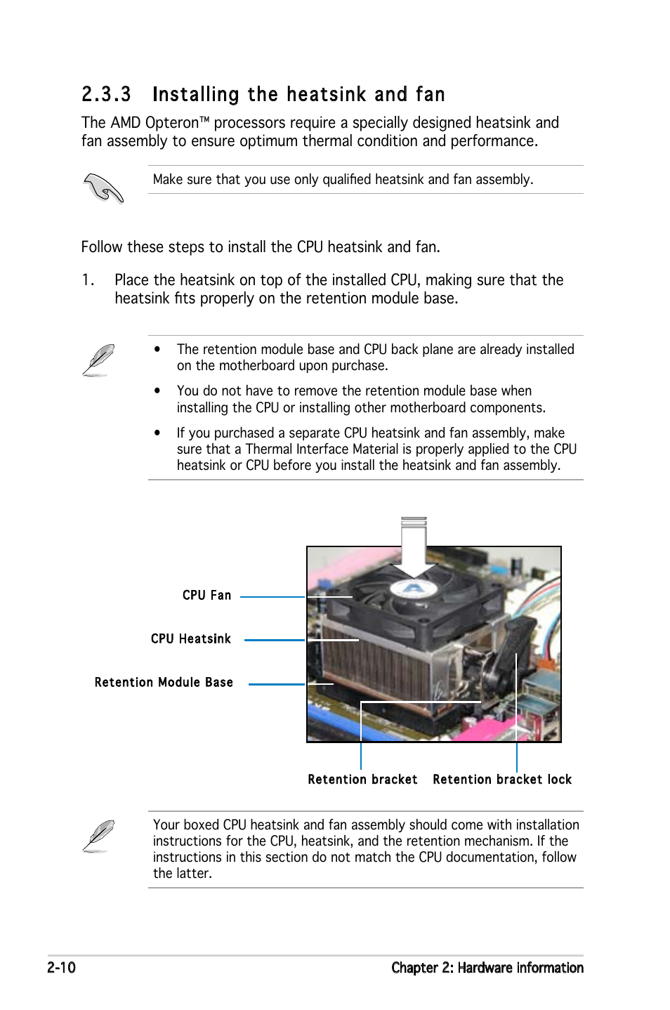 3 installing the heatsink and fan | Asus KFN5-D SLI User Manual | Page 30 / 146