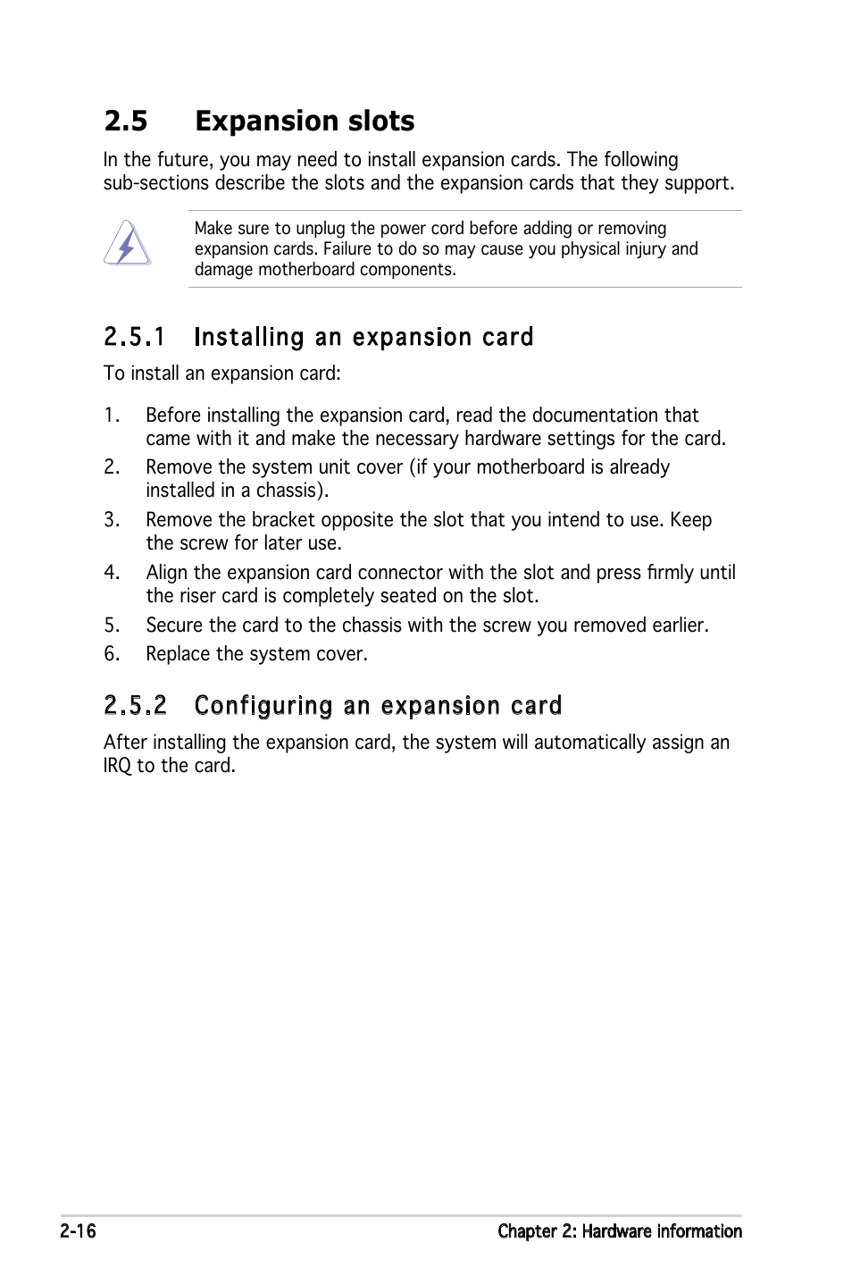 5 expansion slots, 1 installing an expansion card, 2 configuring an expansion card | Asus KFN5-D SLI User Manual | Page 36 / 146