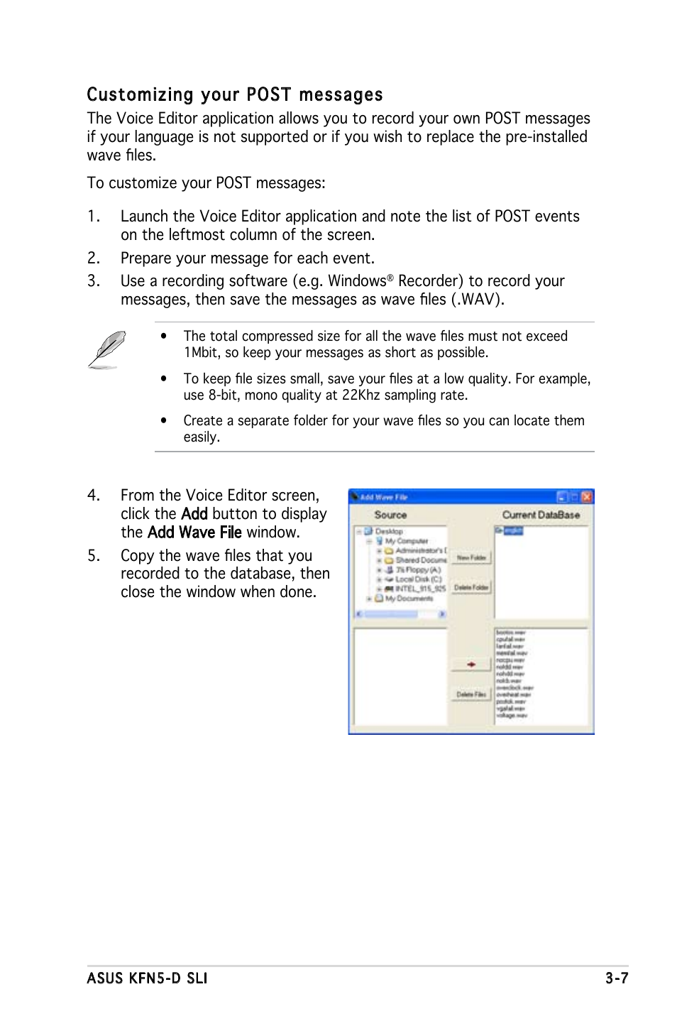 Customizing your post messages | Asus KFN5-D SLI User Manual | Page 63 / 146