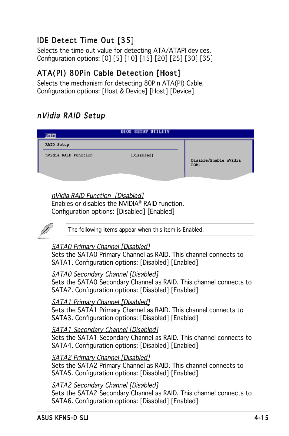 Ide detect time out [35, Ata(pi) 80pin cable detection [host, Nvidia raid setup | Asus KFN5-D SLI User Manual | Page 81 / 146