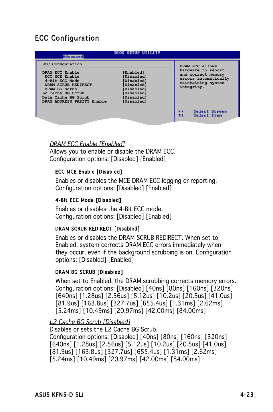 Ecc configuration | Asus KFN5-D SLI User Manual | Page 89 / 146