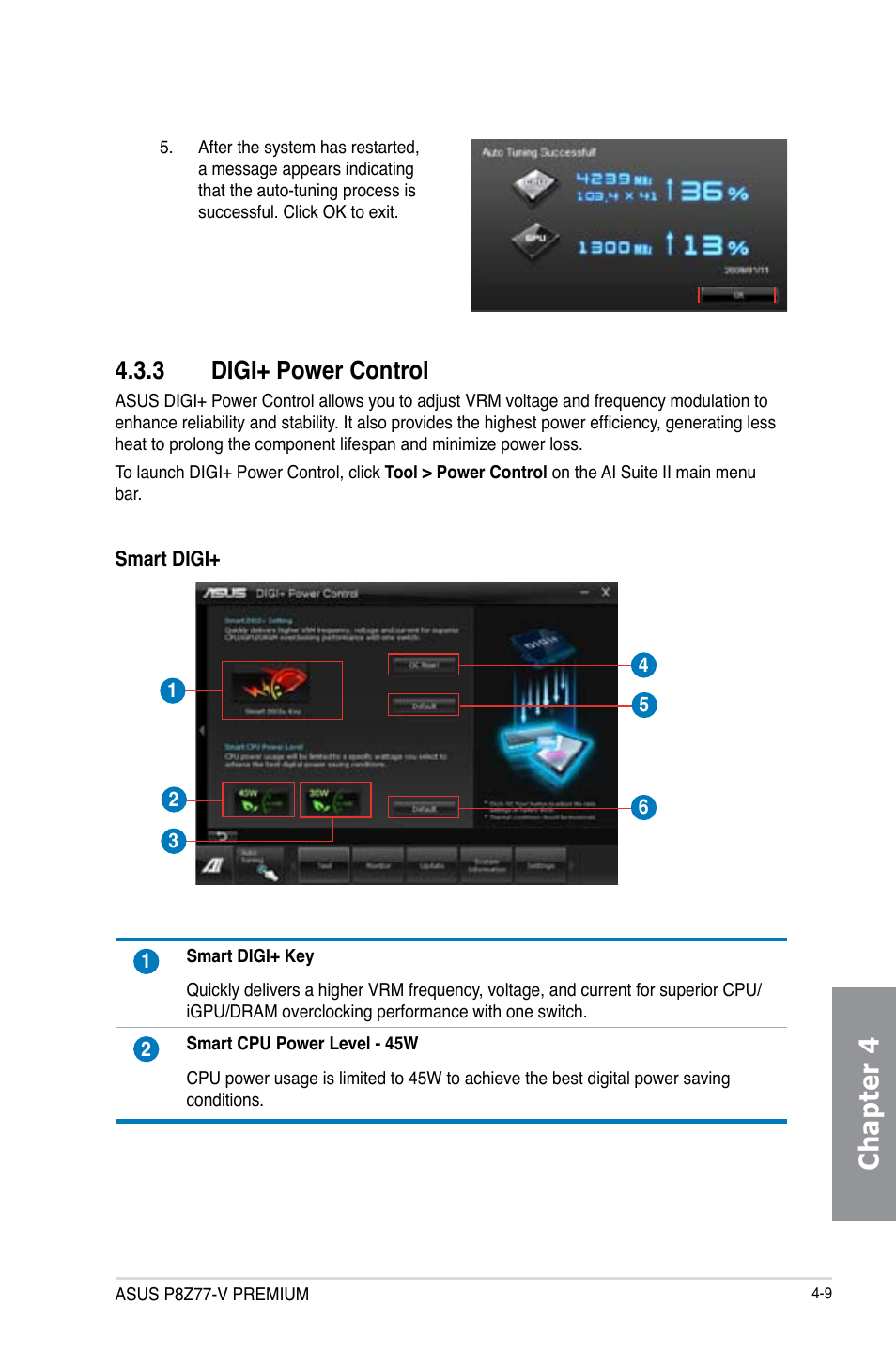 3 digi+ power control, Digi+ power control -9, Chapter 4 | Asus P8Z77-V PREMIUM User Manual | Page 143 / 208