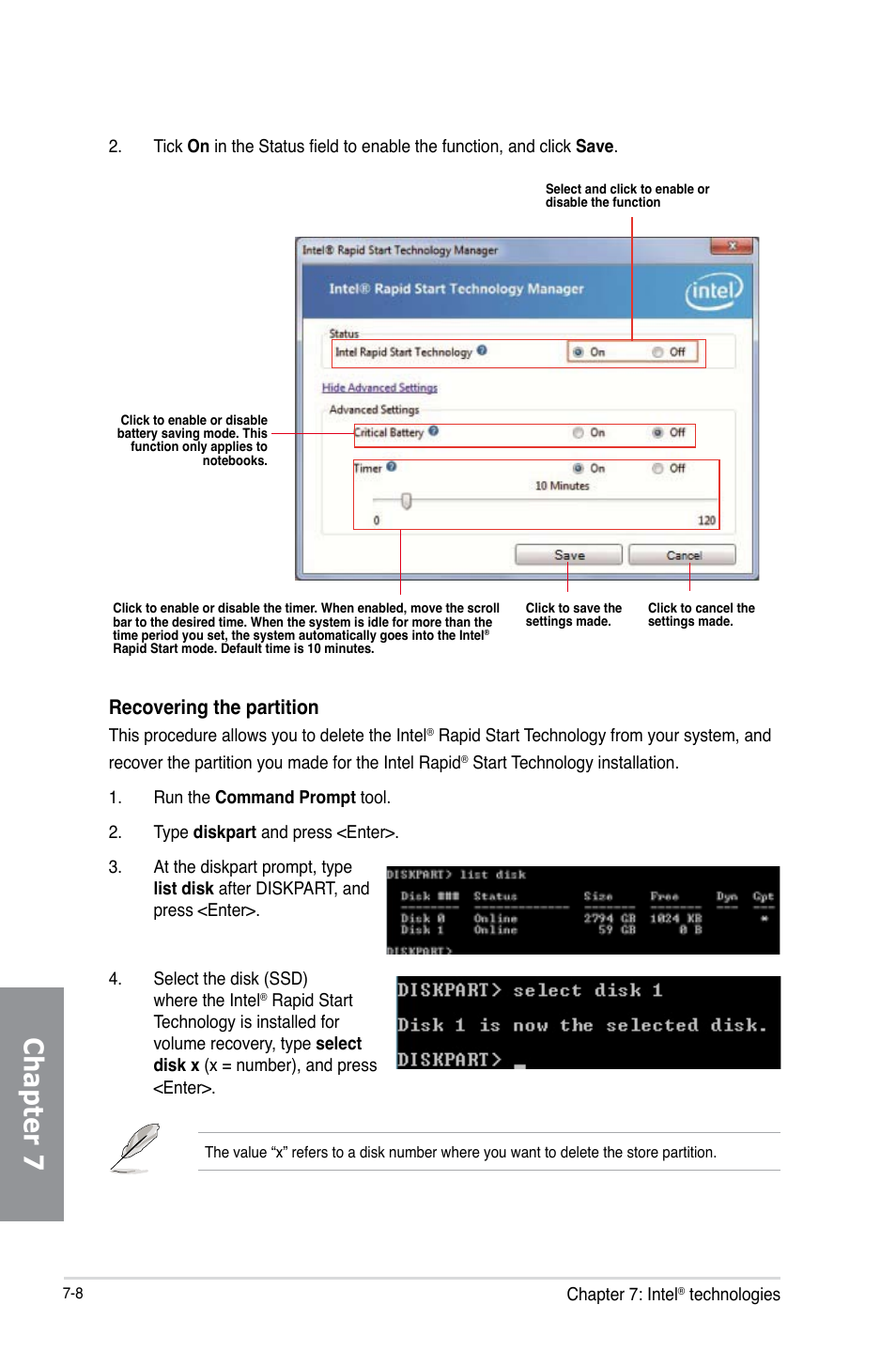 Chapter 7, Recovering the partition | Asus P8Z77-V PREMIUM User Manual | Page 198 / 208