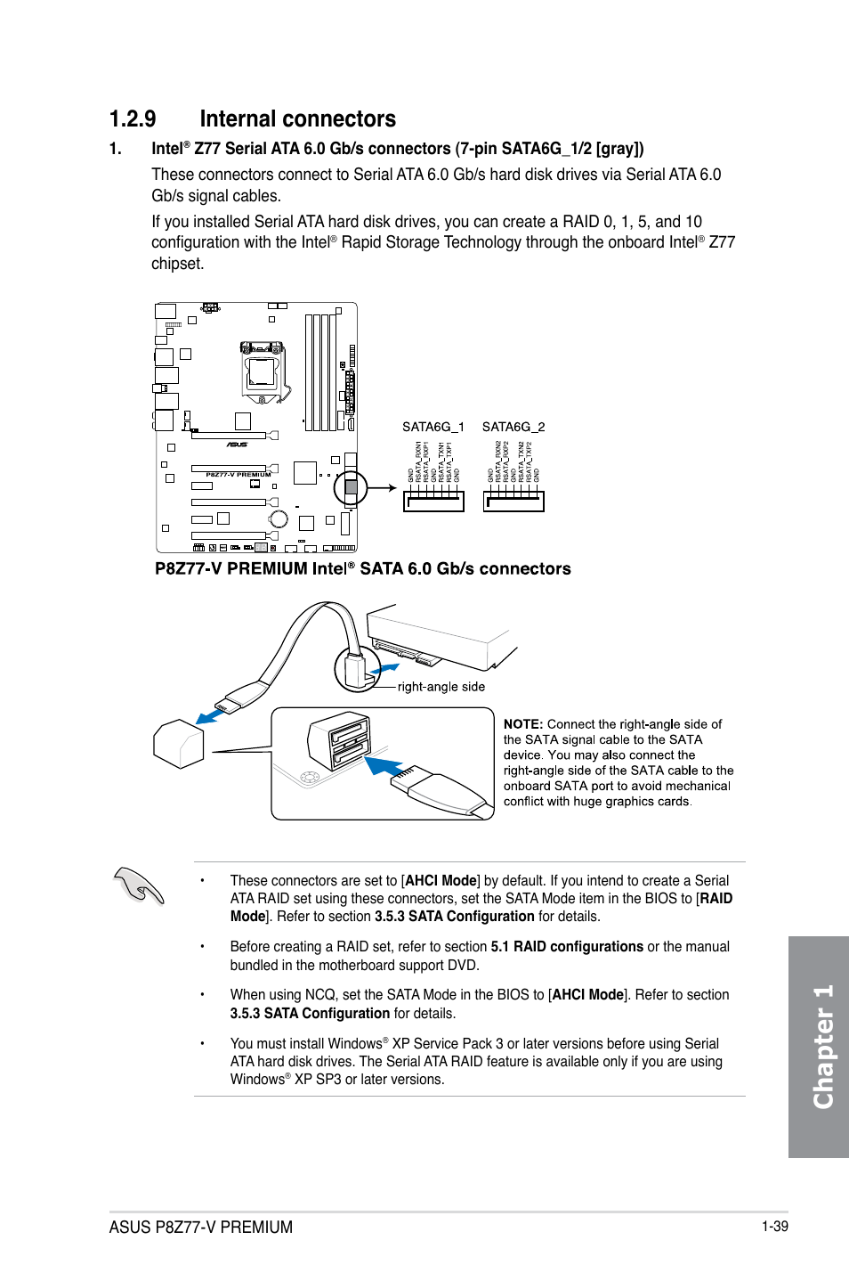 9 internal connectors, Internal connectors -39, Chapter 1 | Asus P8Z77-V PREMIUM User Manual | Page 57 / 208