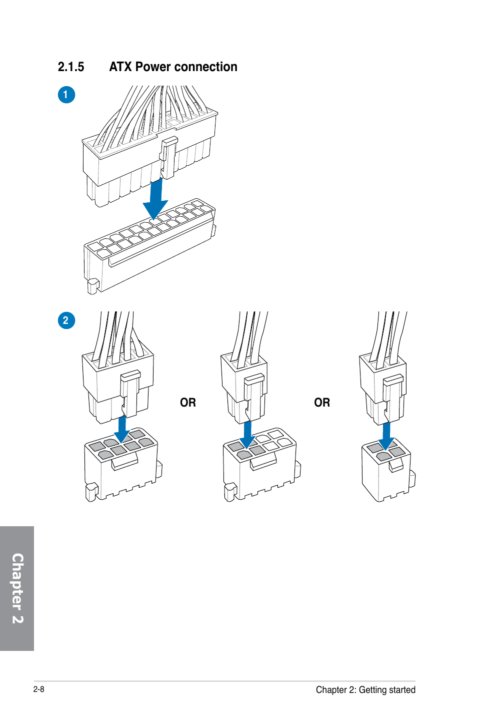 5 atx power connection, Atx power connection -8, Chapter 2 | Asus P8Z77-V PREMIUM User Manual | Page 74 / 208