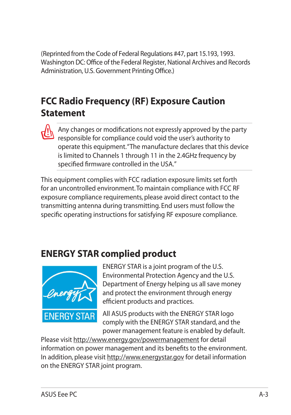 Energy star complied product | Asus Eee PC R251P User Manual | Page 51 / 62