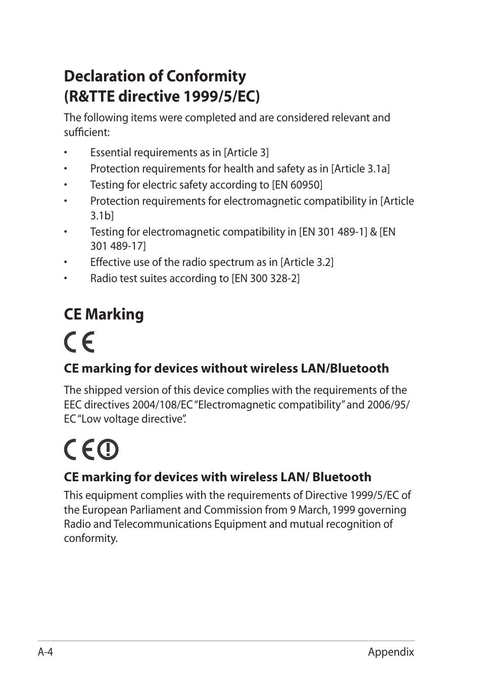 Ce marking | Asus Eee PC R251P User Manual | Page 52 / 62