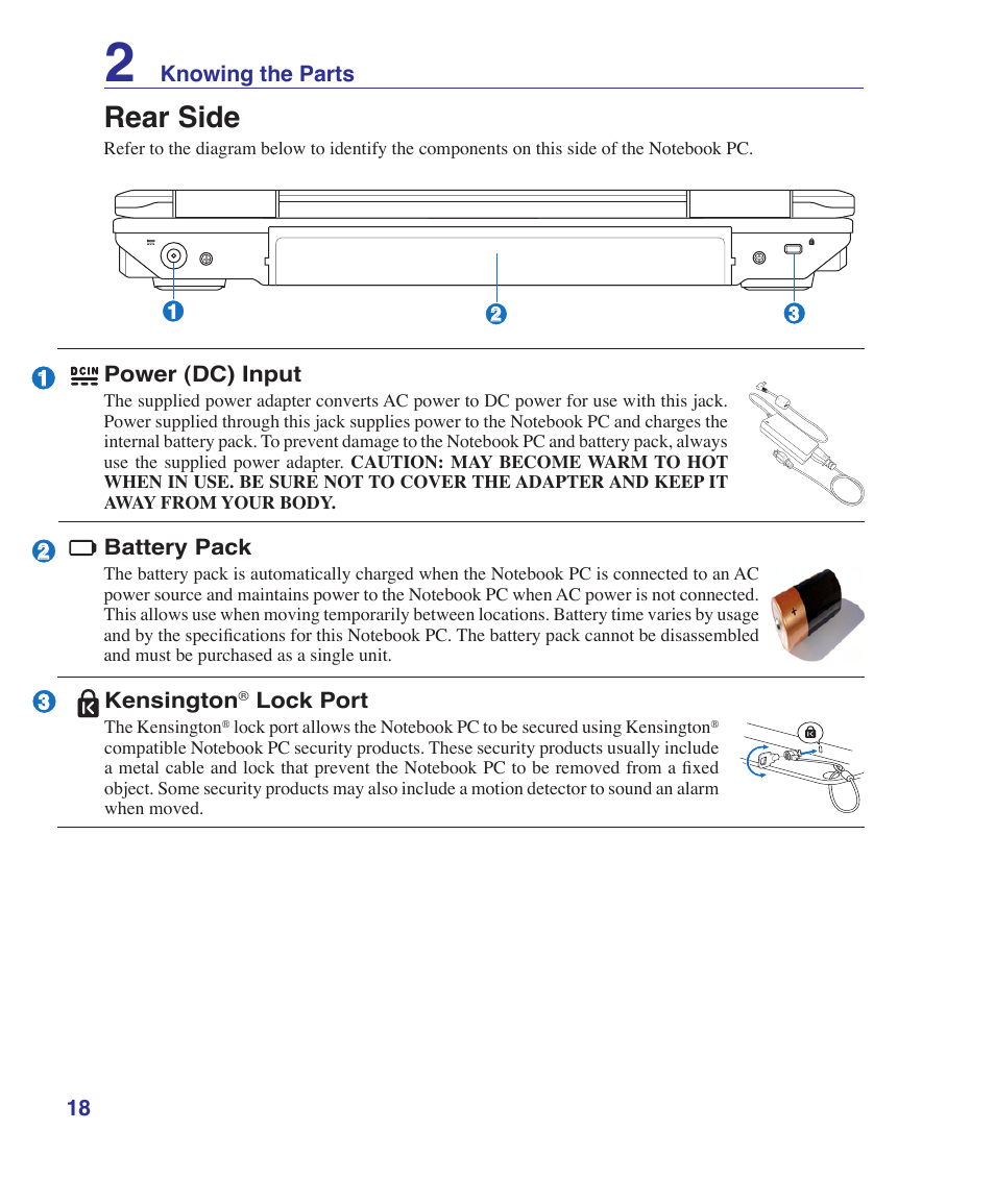 Rear side | Asus A9Rp User Manual | Page 18 / 67