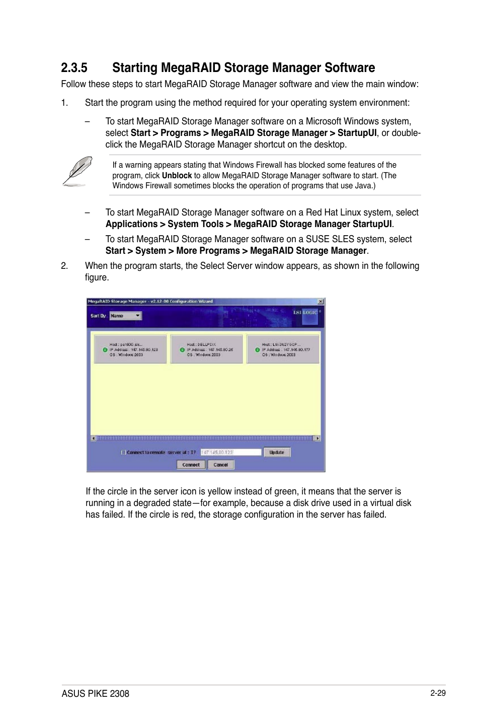 5 starting megaraid storage manager software, Starting megaraid storage manager software -29 | Asus PIKE 2308 User Manual | Page 41 / 62