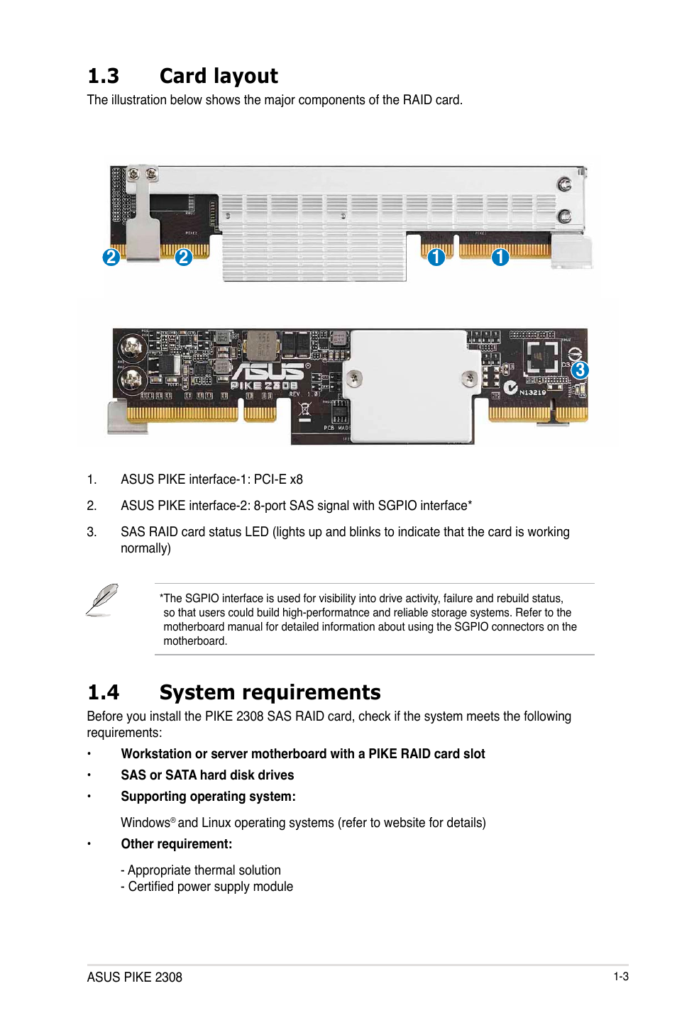 3 card layout, 4 system requirements, Card layout -3 | System requirements -3 | Asus PIKE 2308 User Manual | Page 9 / 62