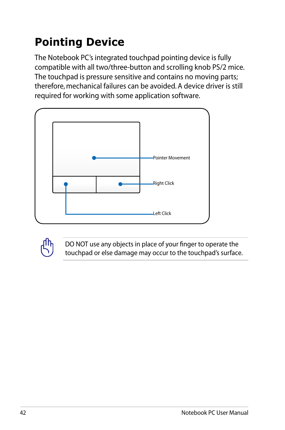 Pointing device | Asus PU500CA User Manual | Page 42 / 100