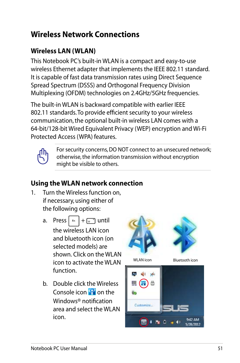 Wireless network connections | Asus PU500CA User Manual | Page 51 / 100