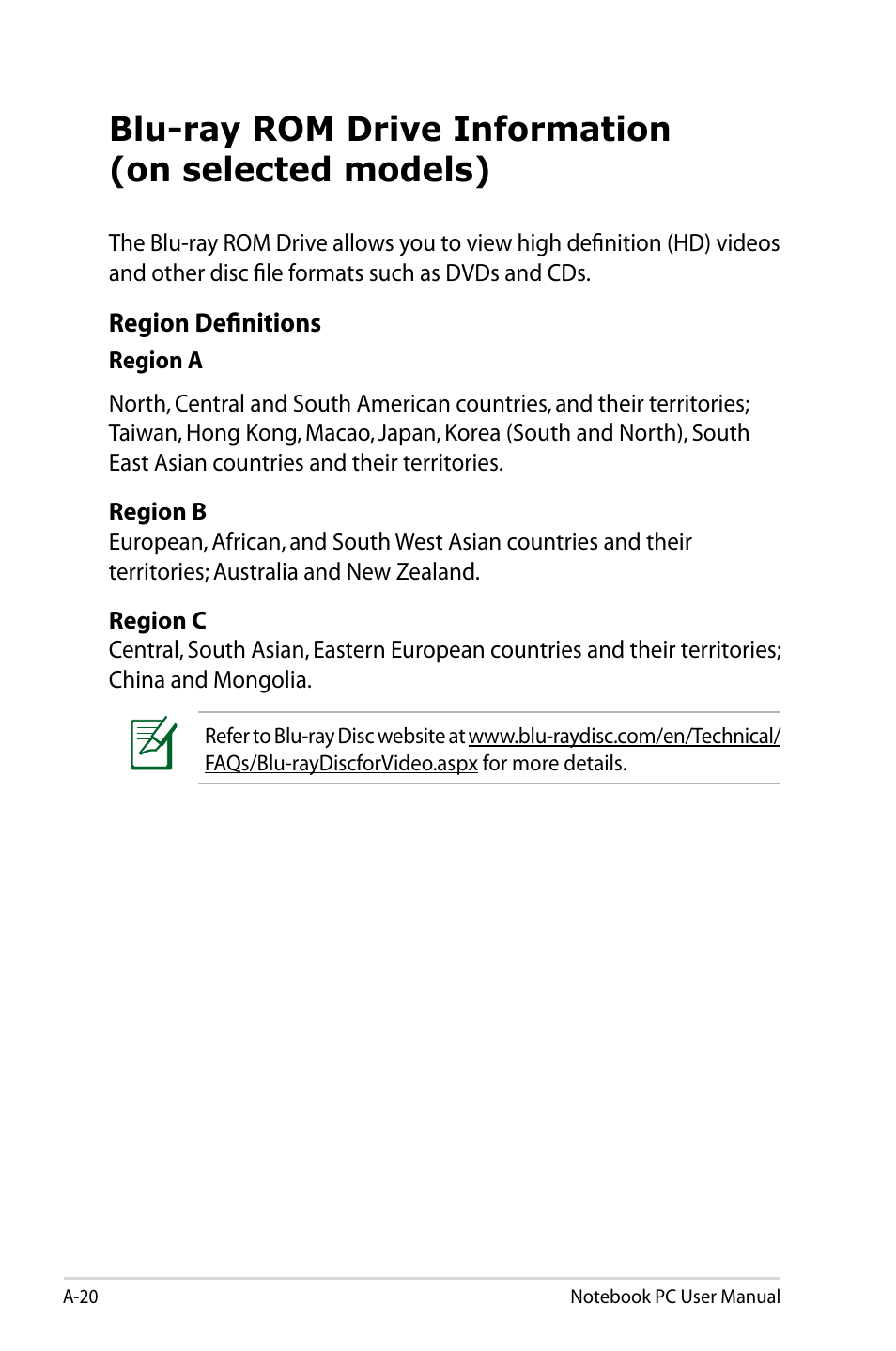 Blu-ray rom drive information (on selected models) | Asus PU500CA User Manual | Page 78 / 100