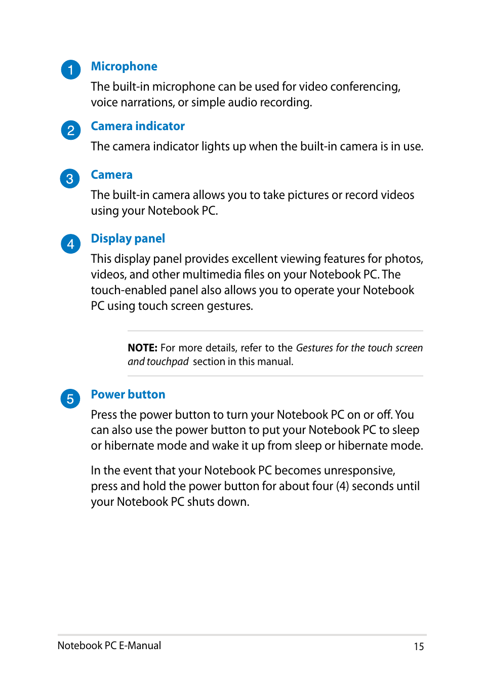 Asus X102BA User Manual | Page 15 / 122