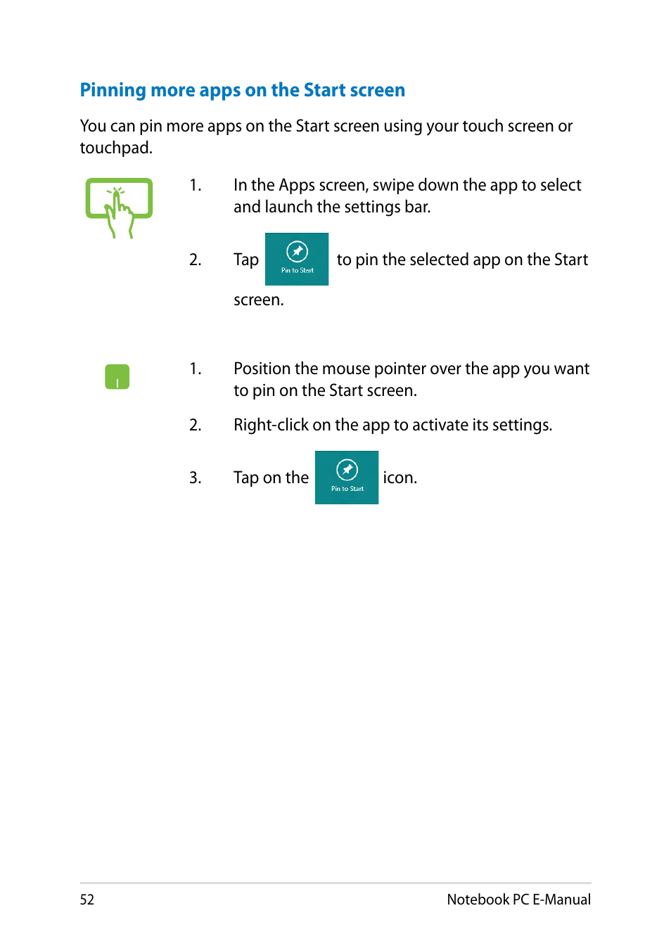 Asus X102BA User Manual | Page 52 / 122