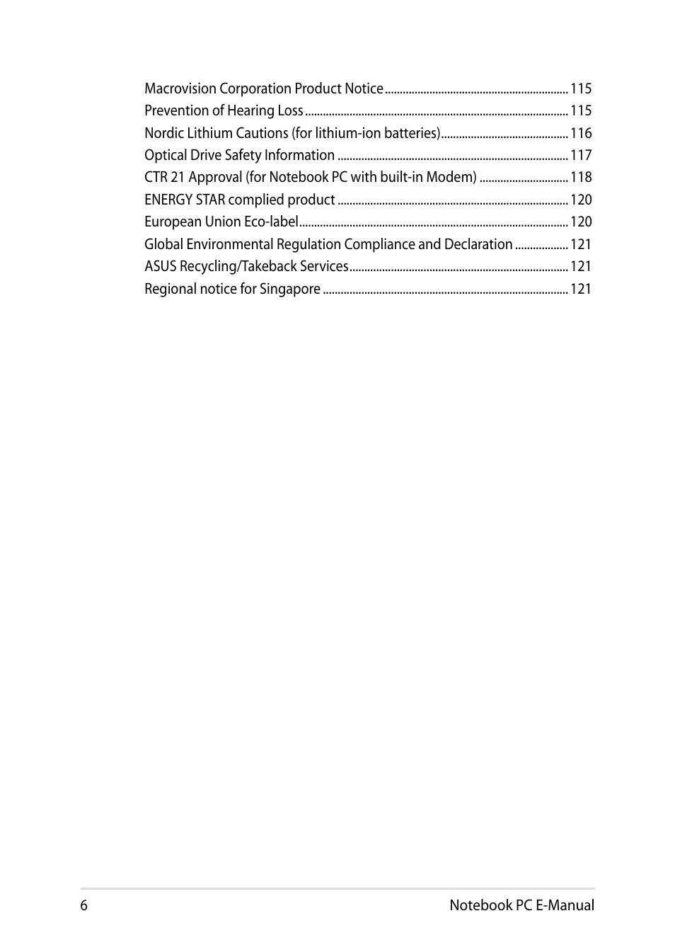 Asus X102BA User Manual | Page 6 / 122
